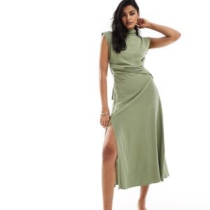 ASOS Cream Ruched Maxi Gown Wedding Guest